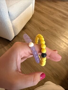 Lokai Yellow & Lavender Beaded Stretch Bracelet Duo
